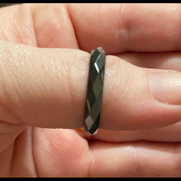 Black Ceramic Faceted Cut Band